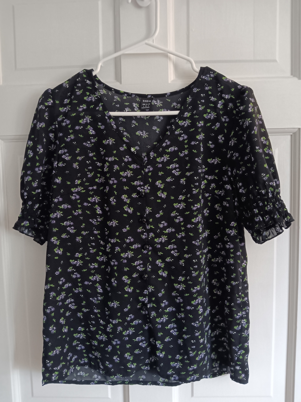 SHEIN Black Floral Blouse